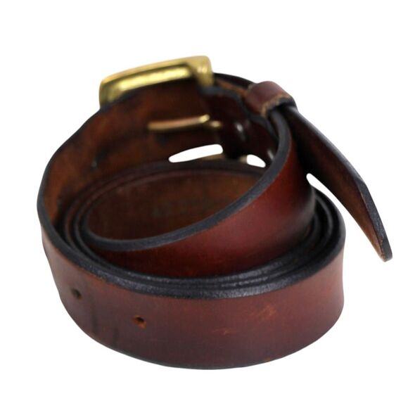 HANDCRAFTED BROWN GENUINE LEATHER 1 1/8"Wd CASUAL DRESS MEN'S BELT Sz 42 (E37 - Picture 4 of 15